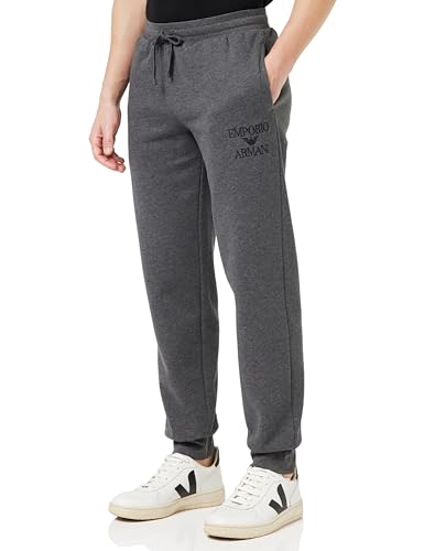 Emporio Armani Herren Emporio Armani Men's Trousers Iconic Terry Sweatpants, Black Melange Grey, L EU von Emporio Armani