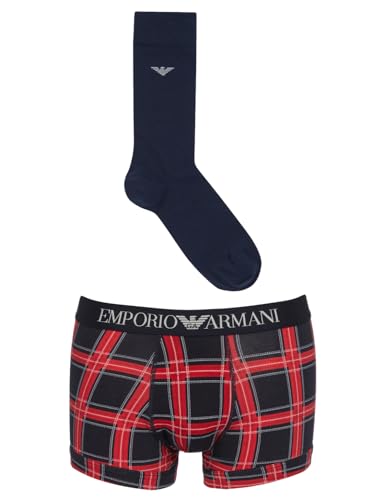 Emporio Armani Herren Emporio Armani Men's Trunk+socks Tartan Mix Gift Set Trunks, Check/Marine, S EU von Emporio Armani