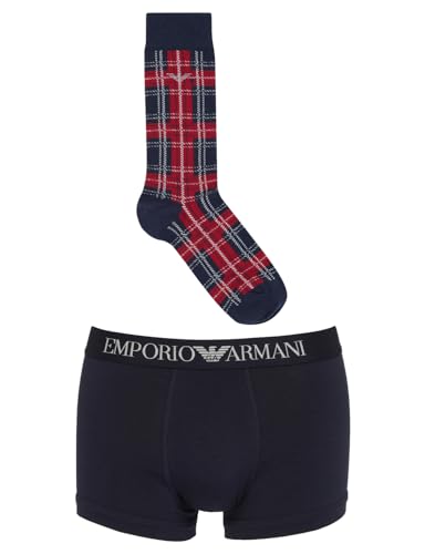 Emporio Armani Herren Emporio Armani Men's Trunk+socks Tartan Mix Gift Set Trunks, Marine/Check, S EU von Emporio Armani