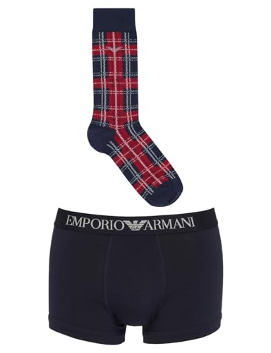 Emporio Armani Herren Emporio Armani Men's Trunk+socks Tartan Mix Gift Set Trunks, Marine/Check, XL EU von Emporio Armani