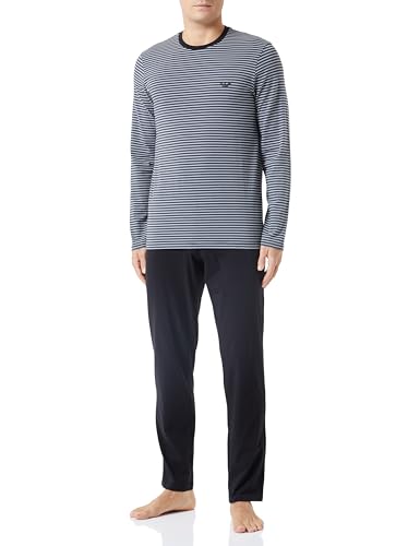 Emporio Armani Herren Emporio Armani Men's Yarn Dyed Stripes Pajama Set, Anthracite Stripe/Black, M EU von Emporio Armani