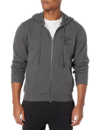 Emporio Armani Herren Emporio Armani Men's Zipped Iconic Terry Sweatshirt, Black Melange Grey, L EU von Emporio Armani