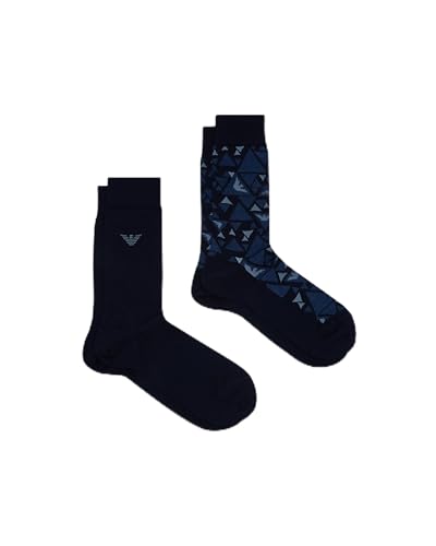 Emporio Armani Herren Graphic Allover 2-Pack Short 2er-Pack Socken, blau, Einheitsgröße von Emporio Armani