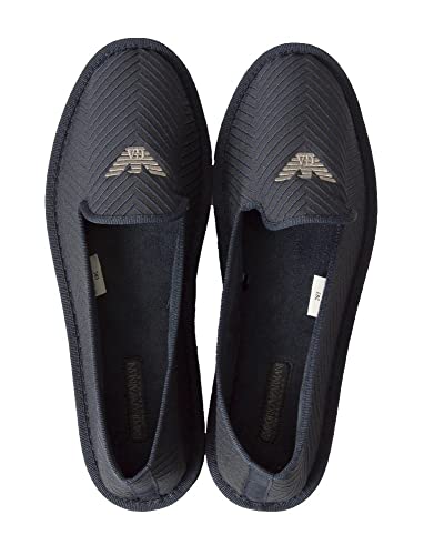 Emporio Armani Herrenhausschuhe Mokassinhausschuhe mit rutschfester Sohle Artikel XJJM01 XD341 SLIPPERS, R302 Marine - Peltro, 45 von Emporio Armani