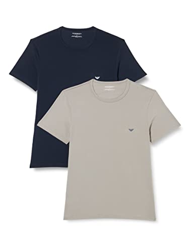 Emporio Armani Underwear Herren 2-Pack T-Shirt Crew Neck Essential Core Logoband Innenhemd, Black/Grey 1, L (2er Pack) von Emporio Armani