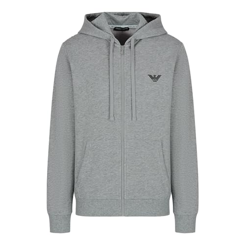 Emporio Armani Herren Kapuzensweatjacke Hood Sweater L/Sleeves W/Zip, Farbe:Grau, Artikel:-00948 Light Grey Melange, Größe:XL von Emporio Armani