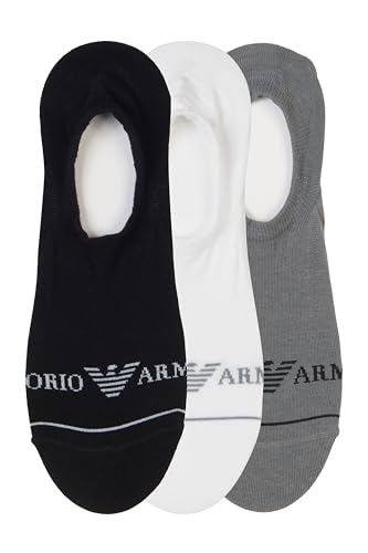 Emporio Armani Herren Logo 3-Pack Invisibile 3er-Pack Socken, Schwarz, L von Emporio Armani
