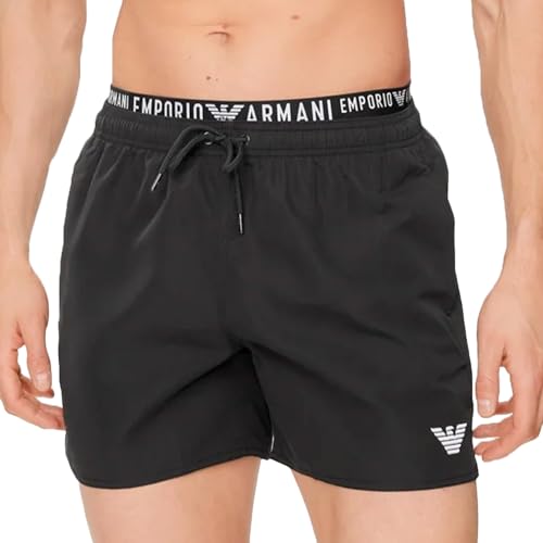 Emporio Armani Herren Logoband Boxer Swim Trunks, BLACK, 50 von Emporio Armani
