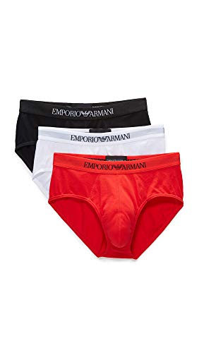 Emporio Armani Herren Men'S Cotton Briefs, 3-Pack Slip, Schwarz / Weiß Rot, L von Emporio Armani