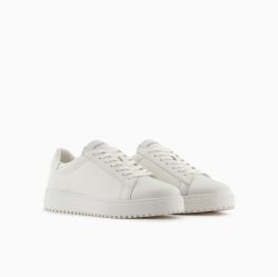 Emporio Armani Herren Off White Leder Sneakers von Emporio Armani