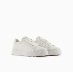Emporio Armani Herren Off White Leder Sneakers von Emporio Armani