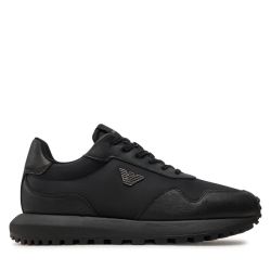Emporio Armani Herren Schwarze Leder Sneaker von Emporio Armani