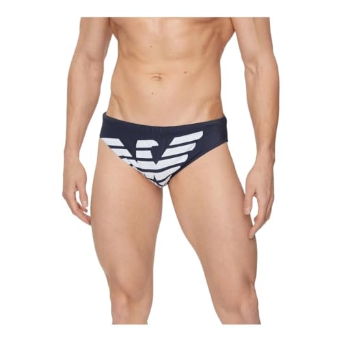 Emporio Armani Herren-Schwimmbad-Slip mit Gummizug und innenliegendem Kordelzug mit aufgedrucktem Logo, Artikel 211721 4R409, 06935 Blu Navy - Navy Blue, 50 von Emporio Armani