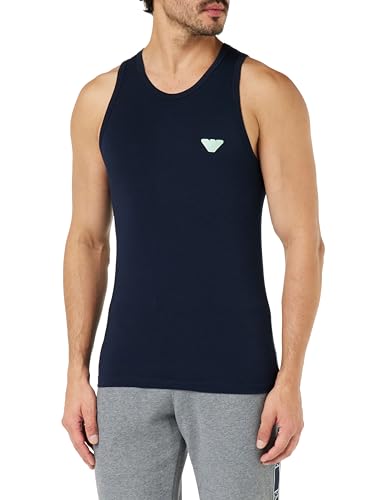 Emporio Armani Herren Shiny Logoband Tank T-Shirt, Marine, S von Emporio Armani