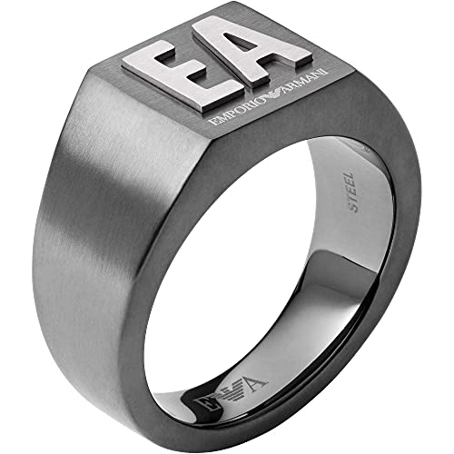 Emporio Armani Ring Für Männer Essential, Größe: 27mm X 25mm X 4mm Gunmetal Edelstahlring, EGS2755060 von Emporio Armani