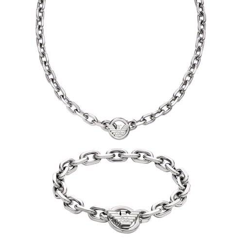 Emporio Armani Herren Silberfarbener Edelstahl Halskette und Armband, Set Emporio Armani Herren Silberfarbener Edelstahl Halskette und Armband, Set von Emporio Armani