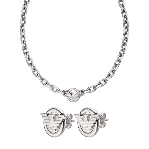 Emporio Armani Herren Silberfarbener Edelstahl Halskette und Ohrringe, Set Emporio Armani Herren Silberfarbener Edelstahl Halskette und Ohrringe, Set von Emporio Armani