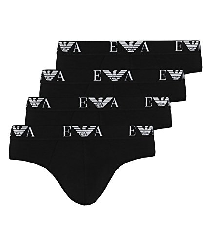 Emporio Armani Herren Slips Unterhosen Stretch Cotton Brief 111321-CC715 4er Pack, Farbe:Schwarz, Menge:4er Pack (2X 2er), Wäschegröße:XL, Artikel:-07320 Black von Emporio Armani