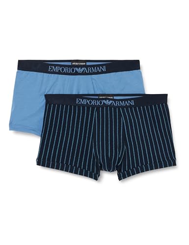Emporio Armani Herren Stretch Cotton Classic Pattern Mix 2-Pack Trunks, Stripes Print/AVIO, L (2er Pack) von Emporio Armani