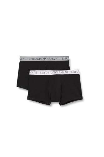 Emporio Armani Herren Stretch Cotton Endurance 2-Pack Trunks, Black/Black, XL (2er Pack) von Emporio Armani