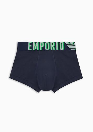 Emporio Armani Herren Stretch Cotton Megalogo Trunks, Marine, XL von Emporio Armani