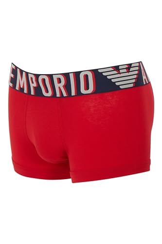 Emporio Armani Herren Stretch Cotton Megalogo Trunks, RED, M von Emporio Armani