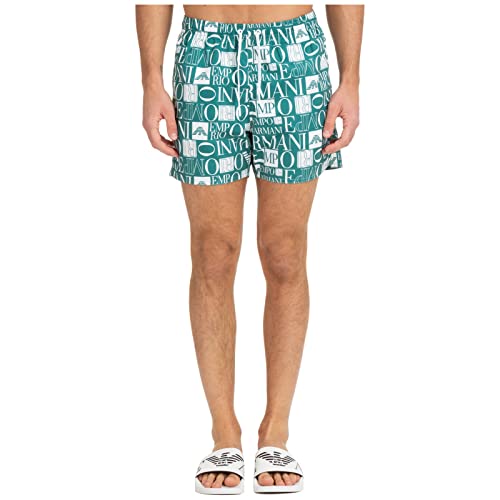 Emporio Armani Herren Swimwear Boxer Scrabble Logo Swim Trunks, Emerald Green, 48 von Emporio Armani