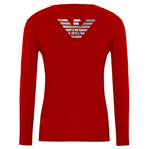 Emporio Armani Herren T-Shirt 111023 6A725 Slim Fit Langarm Rundhals Gr. M, rot von Emporio Armani