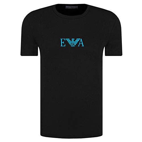 Emporio Armani Herren T-Shirt 111035 0P715 Kurzarm Rundhals Gr. L, Schwarz/blaues Logo. von Emporio Armani