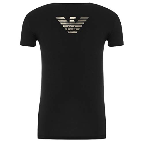 Emporio Armani Herren T-Shirt 111035 9A725 Kurzarm Rundhals Gr. L, Schwarz/Silber Logo von Emporio Armani