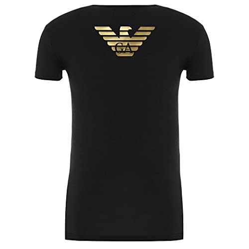 Emporio Armani Herren T-Shirt 111035 9A725 Kurzarm Rundhals Gr. M, Schwarzes Logo von Emporio Armani