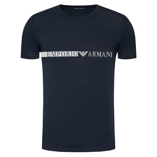 Emporio Armani Herren T-Shirt 111971 2F525, Kurzarm-T-Shirt, Rundhalsausschnitt, Slim, dunkelblau, Medium von Emporio Armani