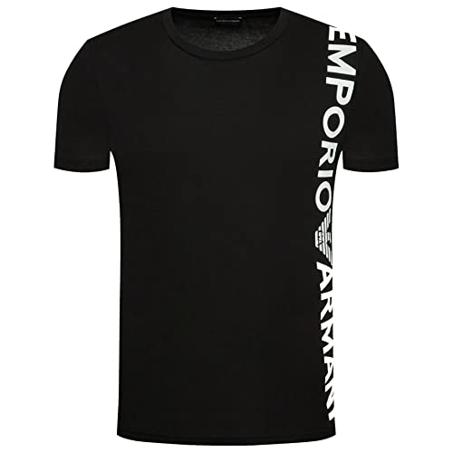 Emporio Armani Herren T-Shirt 211831 2R479, Kurzarm-T-Shirt, Rundhalsausschnitt, Schwarz , Small von Emporio Armani