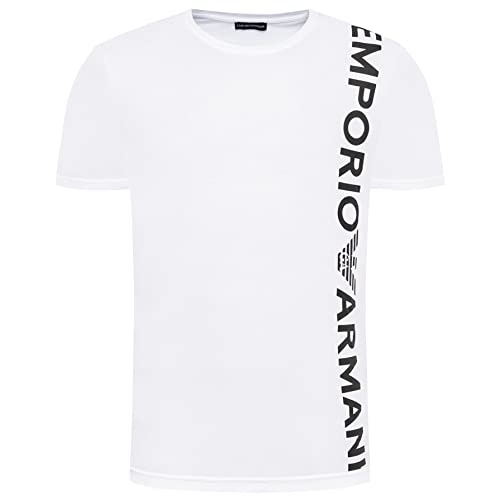 Emporio Armani Herren T-Shirt 211831 2R479, Kurzarm-T-Shirt, Rundhalsausschnitt, Weiß, Large von Emporio Armani