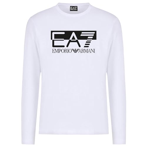 Emporio Armani Herren-T-Shirt EA7 6RPT64 PJ03Z, Langarm-T-Shirt mit Rundhalsausschnitt, Weiß, Small von Emporio Armani