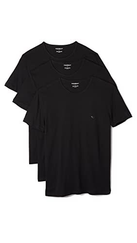 Emporio Armani Herren T-Shirt aus Baumwolle mit Rundhalsausschnitt Unterhemd, schwarz, Klein (3er Pack) von Emporio Armani