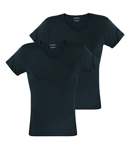 Emporio Armani Herren T-Shirts V-Neck Pure Cotton Kurzarm 111648-CC722 2er Pack, Farbe:Blau, Menge:2er Pack (1x 2er), Größe:S, Artikel:-27435 Marine von Emporio Armani