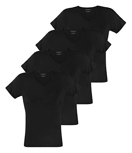 Emporio Armani Herren T-Shirts V-Neck Pure Cotton Kurzarm 111648-CC722 4er Pack, Farbe:Schwarz, Menge:4er Pack (2X 2er), Größe:M, Artikel:-07320 Black von Emporio Armani