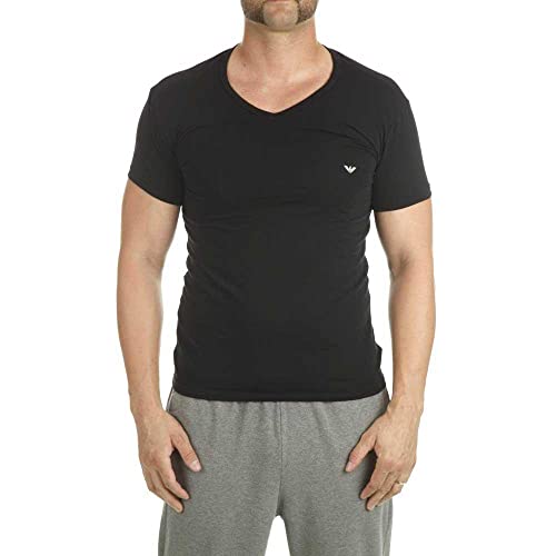 Emporio Armani Herren 2-pack V Neck Essential Core Logoband T-Shirt, Schwarz, L EU von Emporio Armani Underwear
