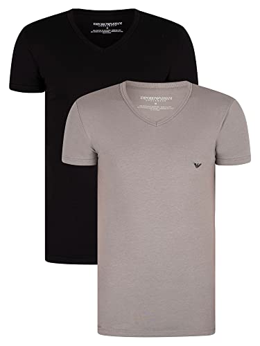 Emporio Armani Herren 111512cc717 T Shirt 2er Pack, Black/Grey, M von Emporio Armani