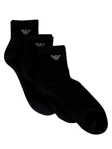 Emporio Armani Herren of Sporty Terry Cloth 3 Pack Short Socks, Schwarz, Einheitsgröße EU von Emporio Armani