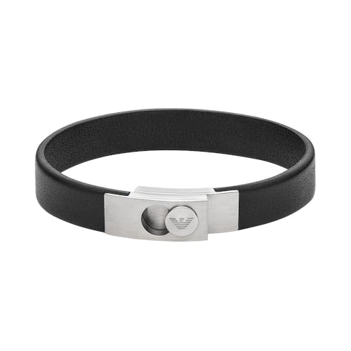 Emporio Armani Herrenarmband Edelstahl Leder schwarz, EGS3087040 von Emporio Armani