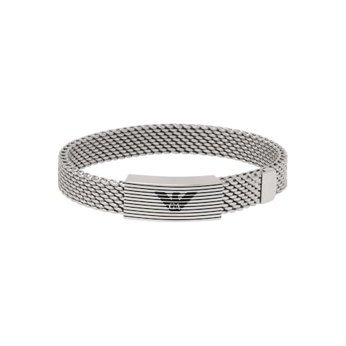 Emporio Armani Herrenarmband aus Leder oder Edelstahl mit Karabiner-, Schieber- oder Druckknopfverschluss, Ankersilber von Emporio Armani