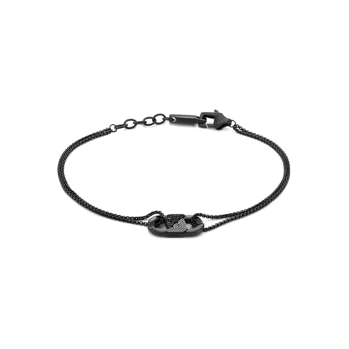 Emporio Armani Herrenarmband aus Leder oder Edelstahl mit Karabiner-, Schieber- oder Druckknopfverschluss, Glänzendes Silber von Emporio Armani