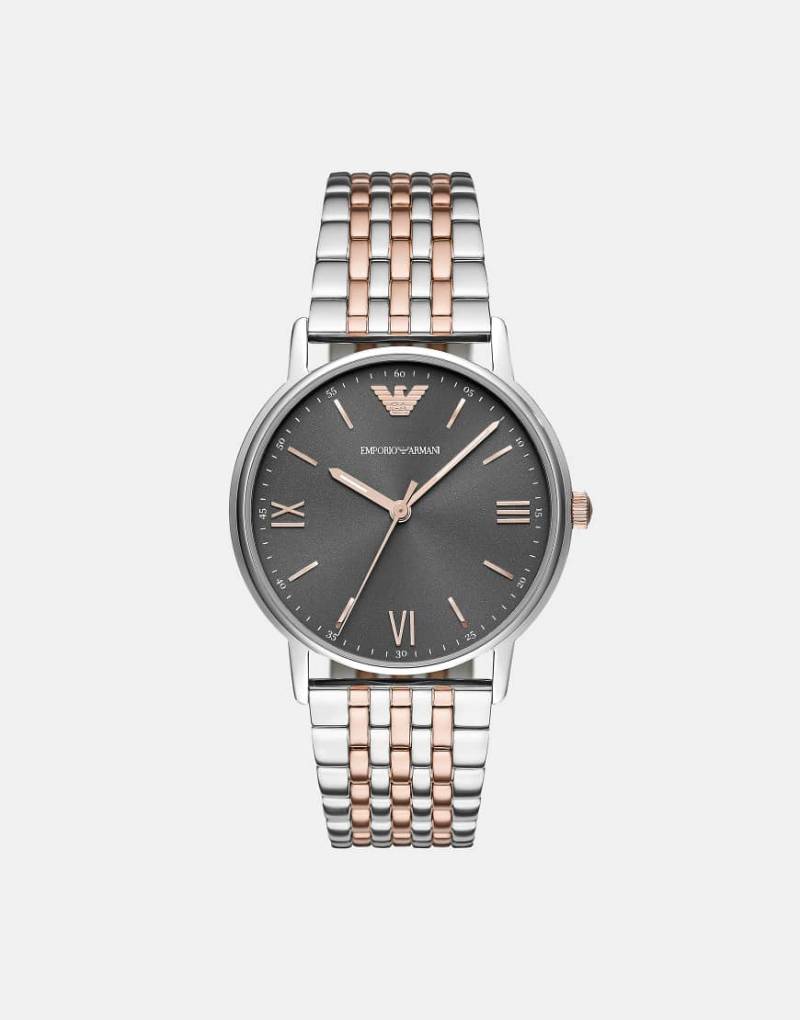 Emporio Armani - Herrenuhr aus zweifarbigem Stahl in Roségold und Silber mit drei Zeigern-Goldfarben von Emporio Armani