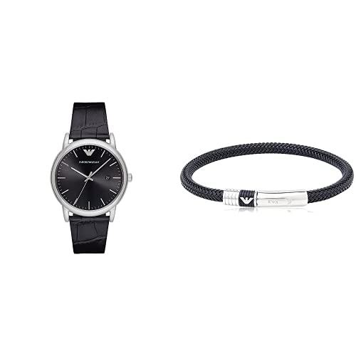 Emporio Armani Herren Dreizeiger-Datumsuhr, Edelstahl, 43mm Gehäusegröße Herren-Edelstahlarmband von Emporio Armani