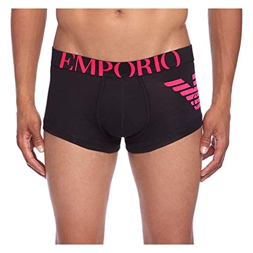 Emporio Armani Intimates Big Eagle Herren Boxershorts, elastische Baumwolle, ohne Eingriff Gr. Small, Schwarz - Schwarz/Pink von Emporio Armani