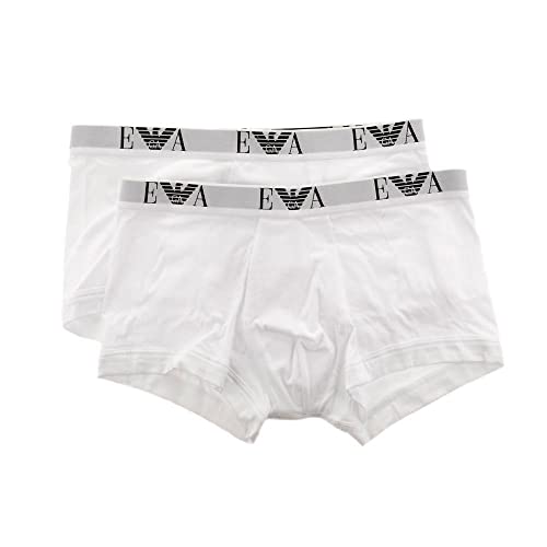 Emporio Armani Herren Essential Monogram 2-pack Boxershorts, White/White, S EU von Emporio Armani Underwear