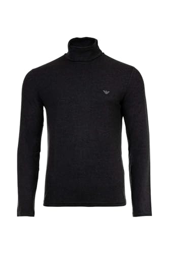 Emporio Armani Lounge Turtle Pullover mit hohem Kragen, Schwarz meliert (UK, Alpha, L, Regular, Regular, Schwarz meliert), Black Marl, L von Emporio Armani