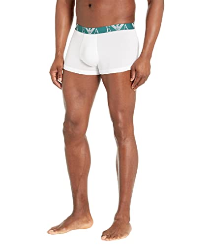 Emporio Armani Men's 2-Pack Bold Monogram Trunks, White/Navy Blue, L von Emporio Armani